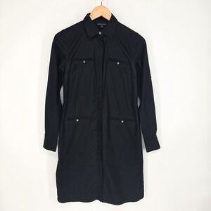 Brooks Brothers‎ Womens Dress 2 Black Collared Long Sleeve Shirt Dress